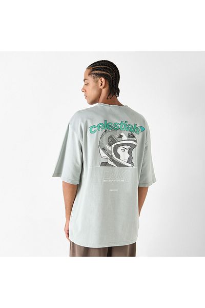 SP Characters Celestials Print Crew Neck T-shirt with Short Sleeves