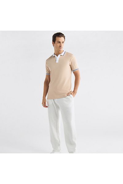 FAV Colourblock Polo T-shirt with Short Sleeves and Button Closure