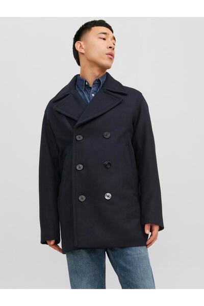 Jack & Jones Jprblucaptaın Wool Peacoat Yün Karışımlı Kruvaze Yaka Denizci Kabanı