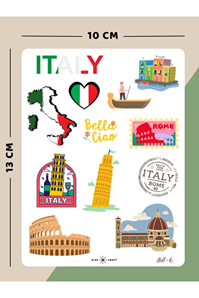 Else Craft İtalya Seyahat Temalı Sticker - ST-6 - Ajanda Planlayıcı Bullet Jo...