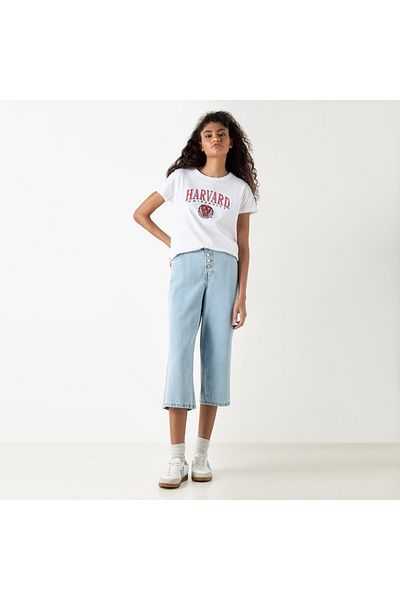 SP Characters Harvard University Print T-shirt with Crew Neck and Short Sleeves