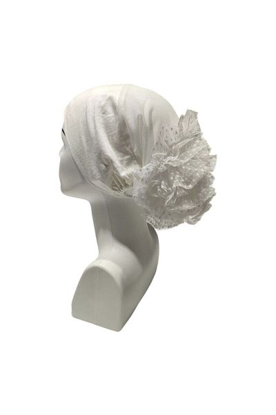 Armine Bonnet de potrivire cu bandă de silicon anti-alunecare cremă și coc ornamentat