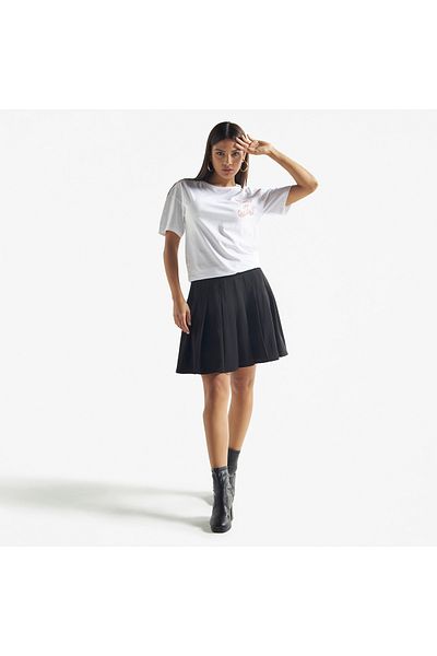 FAV Slogan Butterfly Print T-shirt with Crew Neck and Drop Shoulder Sleeves
