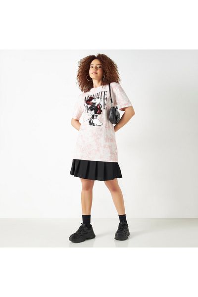 SP Characters Minnie Mouse Sequin Embellished T-shirt With Crew Neck And Short Sleeves