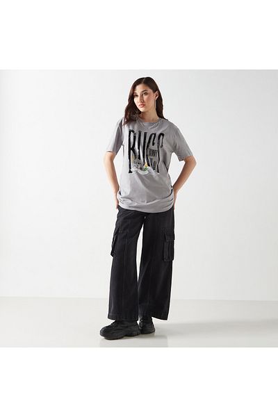 SP Characters Bugs Bunny Embellished T-shirt with Crew Neck and Short Sleeves