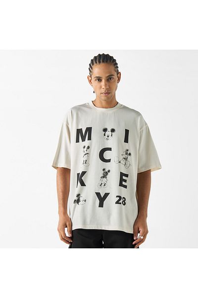 SP Characters Mickey Mouse Print Crew Neck T-shirt With Short Sleeves