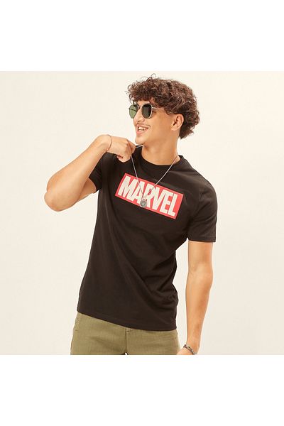 SP Characters Printed Crew Neck Slim Fit T-shirt with Short Sleeves