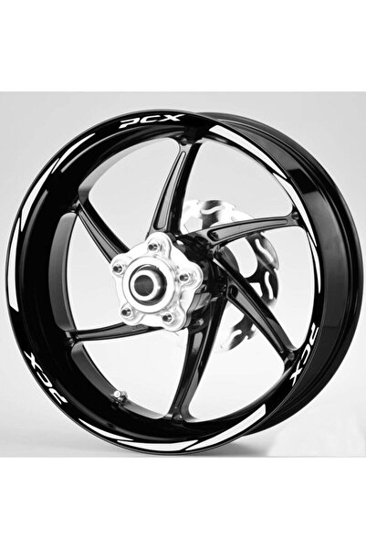 nehay shop Motosiklet Jant Şeridi Honda Pcx Yazılı Beyaz Sağ-Sol/Ön-Arka Uyumlu