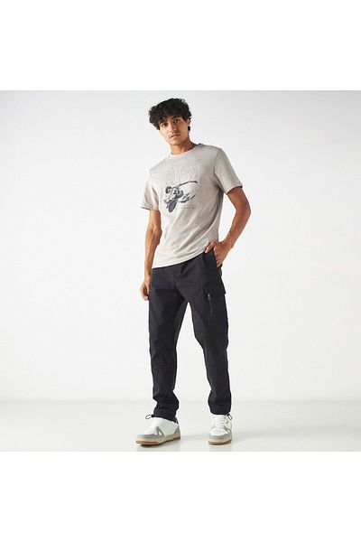 SP Characters Attack on Titan Print Crew Neck T-shirt with Short Sleeves