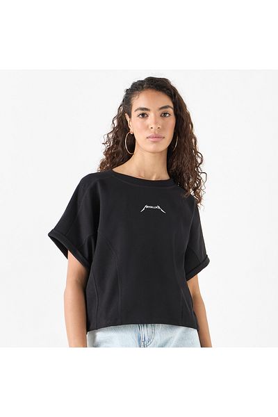 SP Characters Metallica Detail Crew Neck T-shirt with Short Sleeves