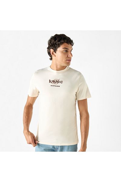 SP Characters Kakashi Hatake Print T-shirt with Crew Neck and Short Sleeves