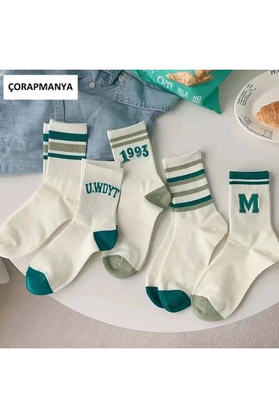 çorapmanya 5 чифта многоцветни сладки колежански тенис чорапи с шарки от 1903 г.