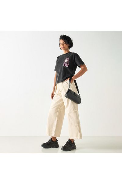 SP Characters Tohru Print Crew Neck T-shirt with Short Sleeves