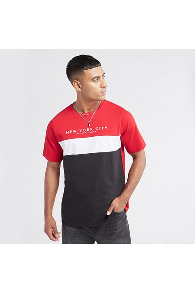 FAV Colourblock T-shirt with Crew Neck and Short Sleeves