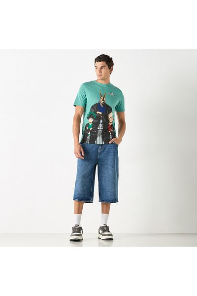 SP Characters My Hero Academia Print T-shirt with Crew Neck and Short Sleeves