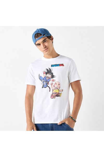 SP Characters Dragon Ball Z Print Crew Neck T-shirt with Short Sleeves