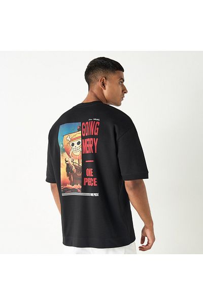 SP Characters One Piece Graphic Print Crew Neck T-shirt with Short Sleeves