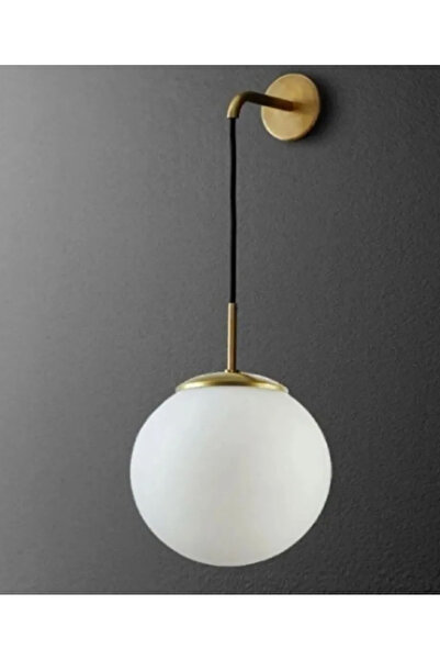 burenze Modern Jerry Duvar Sarkıt Pilli Aplik Glop Beyaz Camlı Aplik Kablosuz Tak Çalıştır Eskitme Gold Sarı