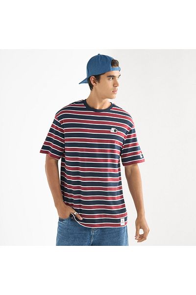 FAV Starter Striped Crew Neck T-shirt with Short Sleeves