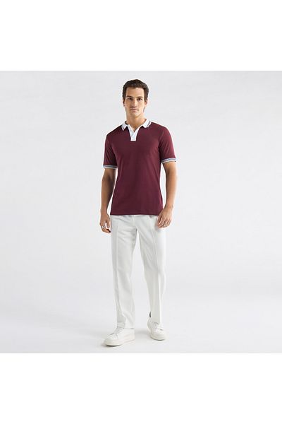 FAV Colourblock Polo T-shirt with Short Sleeves and Button Closure