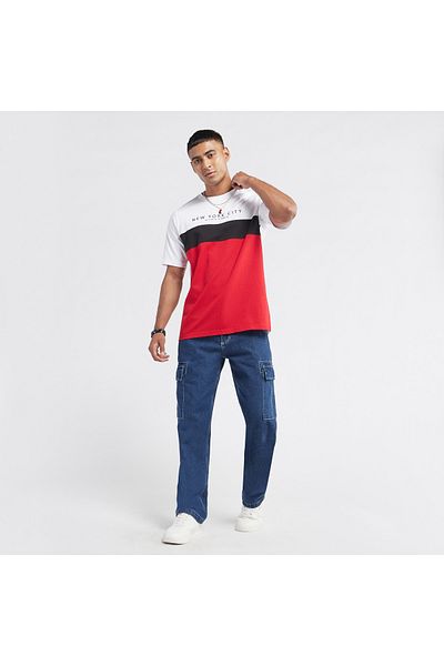 FAV Colourblock T-shirt with Crew Neck and Short Sleeves
