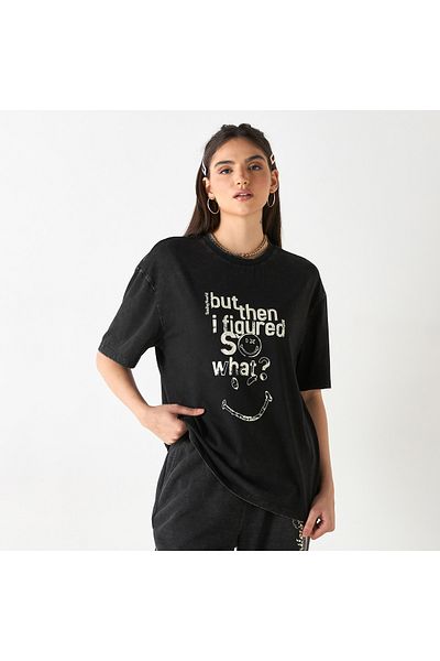 SP Characters SmileyWorld Print T-shirt with Short Sleeves and Crew Neck