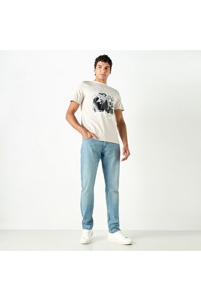 SP Characters One Piece Print T-shirt with Crew Neck and Short Sleeves