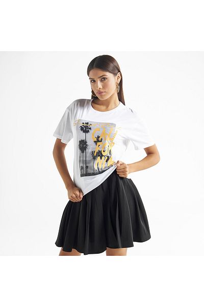 FAV California Graphic Print T-shirt with Drop Shoulder Sleeves