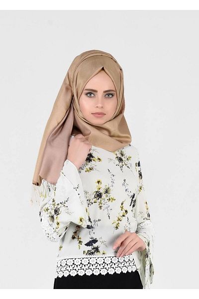 TRENDTESETTÜR Women's Ecru (ECRU-ACID) Floral Patterned Blouse 3011