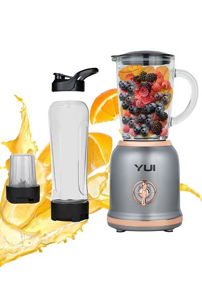 Yui Personal Blender Set - M18 (450 ml Glass Jar with Handle, 600 ml Smoothie Cup, 180 ml Coffee Grinder)