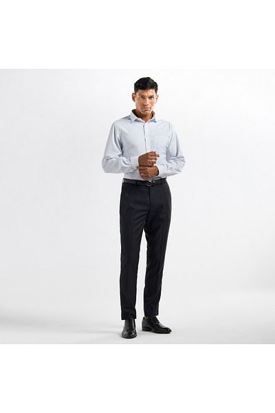 FAV Textured Regular Fit Flexi Waist Trousers with Pockets and Button Closure