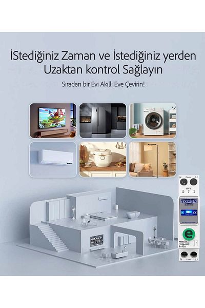 TOMZN نموذج SmartLife 63A - ريشة ذكية للحماية من التسرب والجهد مزودة بتقنية WiFi