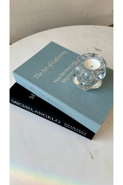 irayhomedecor 2-Piece Decorative Book Box with Fabric Cover (Michelangelo-The Art Blue Silver)