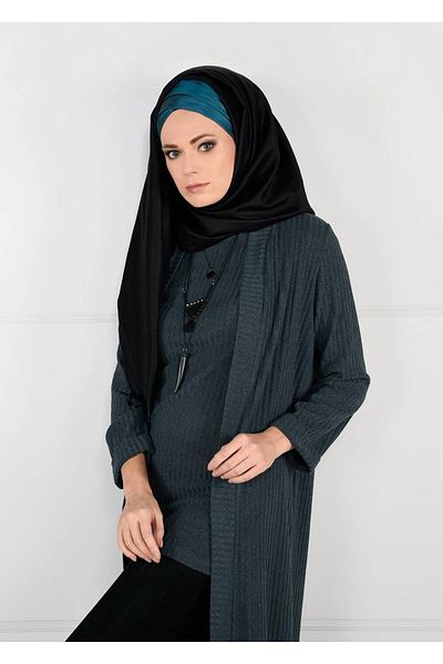 TRENDTESETTÜR Women's Gray (ANTRESIT) Corded 2-Piece Knitwear Tunic 77541