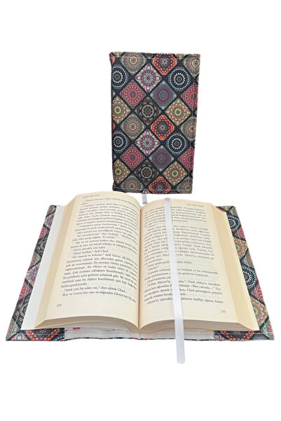 EL YAPIMI Kitap Kılıfı Koyu Otantik Desenli