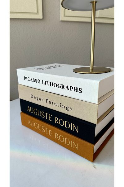 irayhomedecor Комплект от 4 декоративни кутии за книги, покрити с плат (Picasso-degas-auguste)