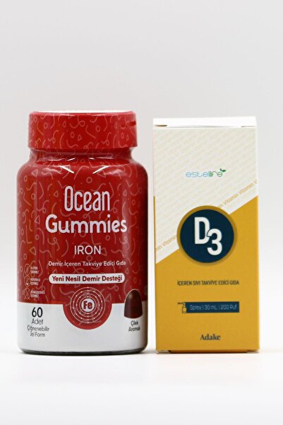 Ocean Gummies Demir Çiğneme Formu D3 Sprey Adake