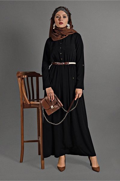 TRENDTESETTÜR T 4119 Φόρεμα με Επιτάγες, Τσέπες και Ζώνη-bzn Collection