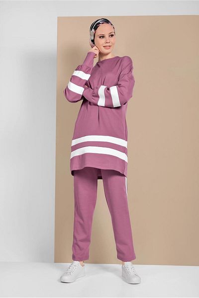 TRENDTESETTÜR Γυναικείο Σετ Φόρμας Ροζ (ROSE) Ριγέ 1006