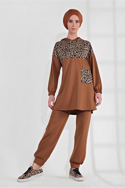 TRENDTESETTÜR Γυναικεία φόρμα 2 τεμαχίων με μοτίβο Leopard 9855