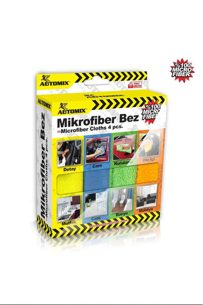 PlusOto 4'lü Mikrofiber Bez Araba Yıkama Bezi Kurulama Bezi