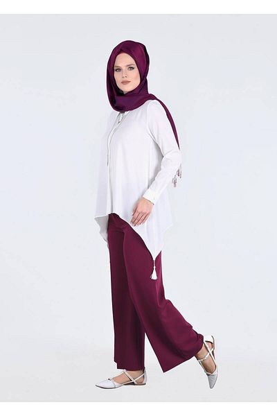 TRENDTESETTÜR Women's Purple (BEGONVİL) Length Lycra Trousers 1009