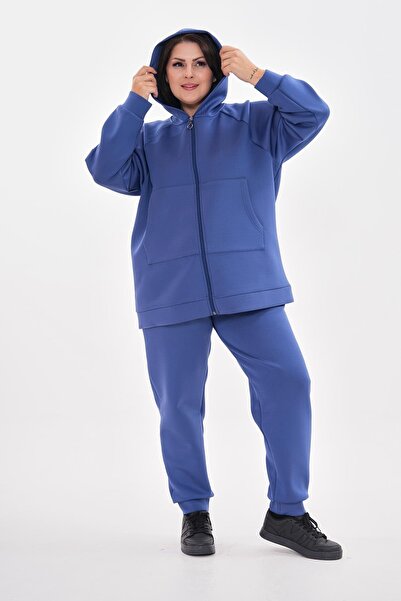 charamela Women's Large Size Scuba Fabric Tracksuit Set-Bgt31