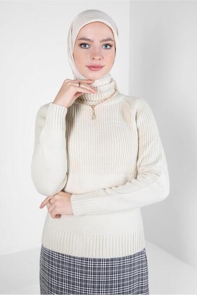 Alvina Pulover tricotat cu gulerul gâtului 44068