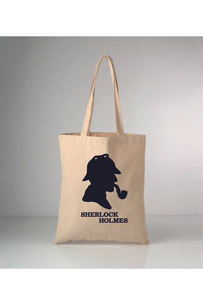 GİFTORA Sherlock Holmes Printed Raw Cloth Shoulder Bag 35X40 cm
