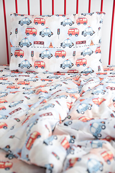 Pithy Montessori Duvet Cover&100X200 Fitted Sheet Set-Emergency Cars
