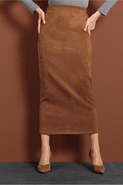 TRENDTESETTÜR High Waist Lycra Suede Skirt 6060