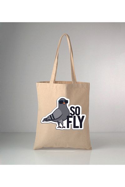 GİFTORA Our Animals Pigeon Printed Raw Cloth Shoulder Bag 35X40 cm