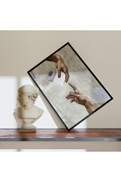 Sweetco Çerçevesiz Poster The Creation of Adam | Adem'in Yaratılışı, Banyo, Tuvalet, Wc Komik Poster