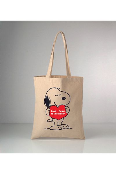 GİFTORA Our Animals Snoopy-Y Printed Raw Cloth Shoulder Bag 35X40 cm